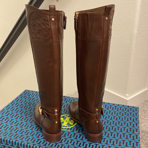 Tory Burch - Brown Leather Riding Boots W/ Buckle On Ankle - Picture 10 of 17